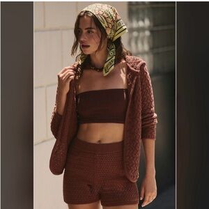 New with tags Free People Rust Knit Cardigan and Shorts Set, Small size!